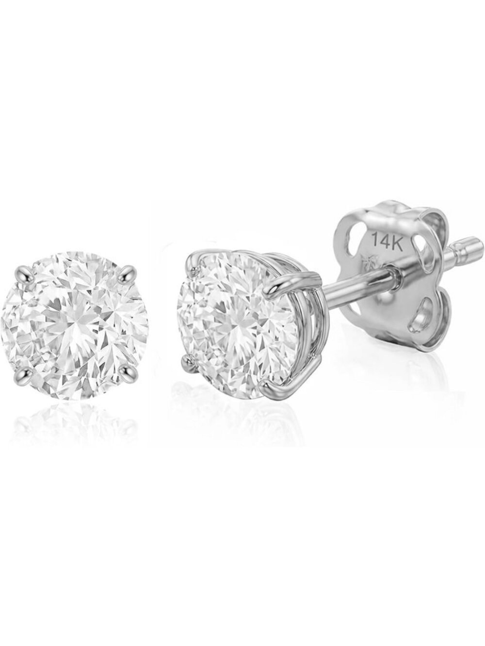 14K Gold Round Cubic Zirconia Stud Earrings for Women & Men - Elegant Sparkle